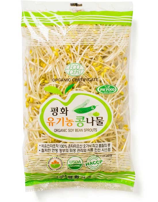 평화 유기농 콩나물 500g 1팩 (Organic Soy Bean Sprouts 500g)