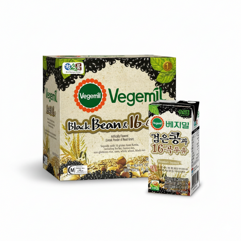 정식품 베지밀 (검은콩과 16곡) 190ml 16개입 (VEGEMILL SOY MILK (BLACKBEAN & 16GRAINS) 16units)
