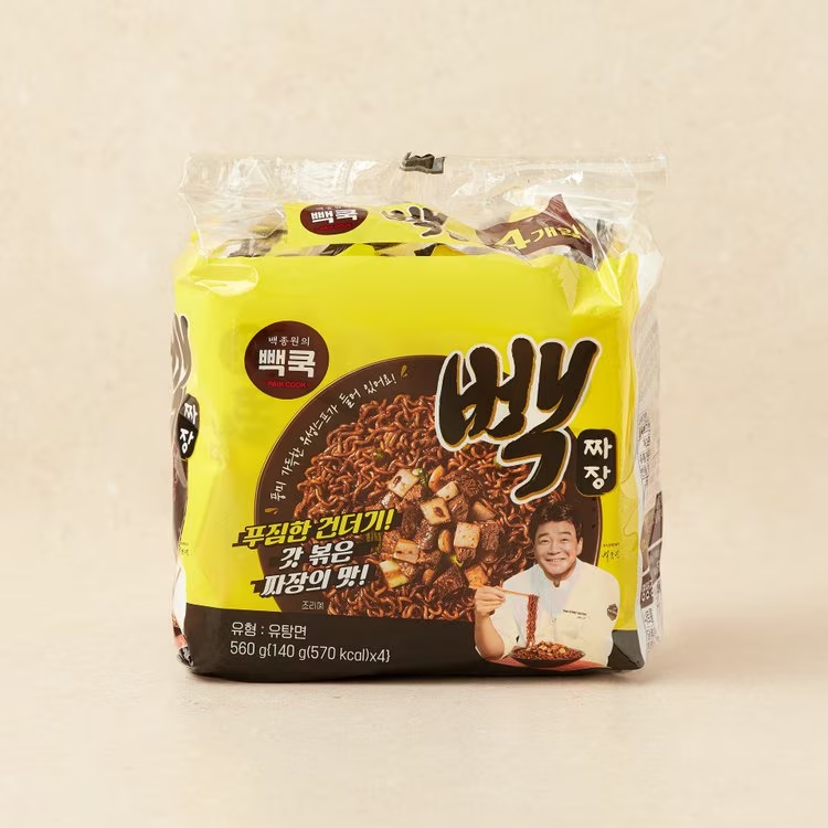 더본 빽쿡 빽짜장 140gX4팩입 (The Born Black Bean Sauce Ramyun 140gX4Units)