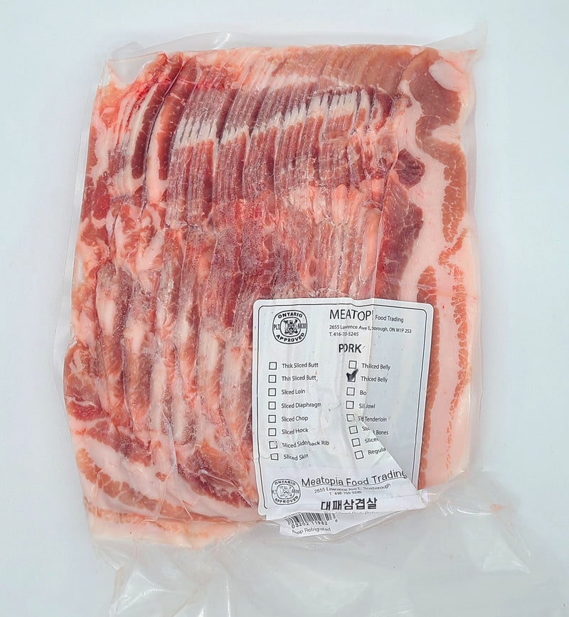 [NEW!!!] 냉동 프리미엄 대패 삼겹살($8.99/LB) 1Kg (Frozen Premium Thin Sliced Pork Belly 1Kg)