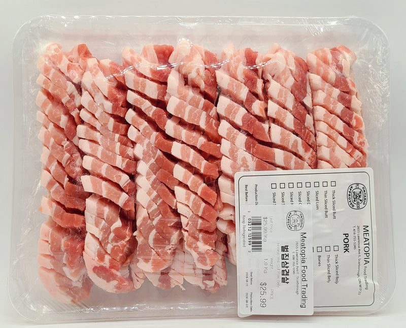 [팩당 $3 할인] 냉장 벌집 삼겹살 1Kg (Sliced Pork Belly 1Kg)