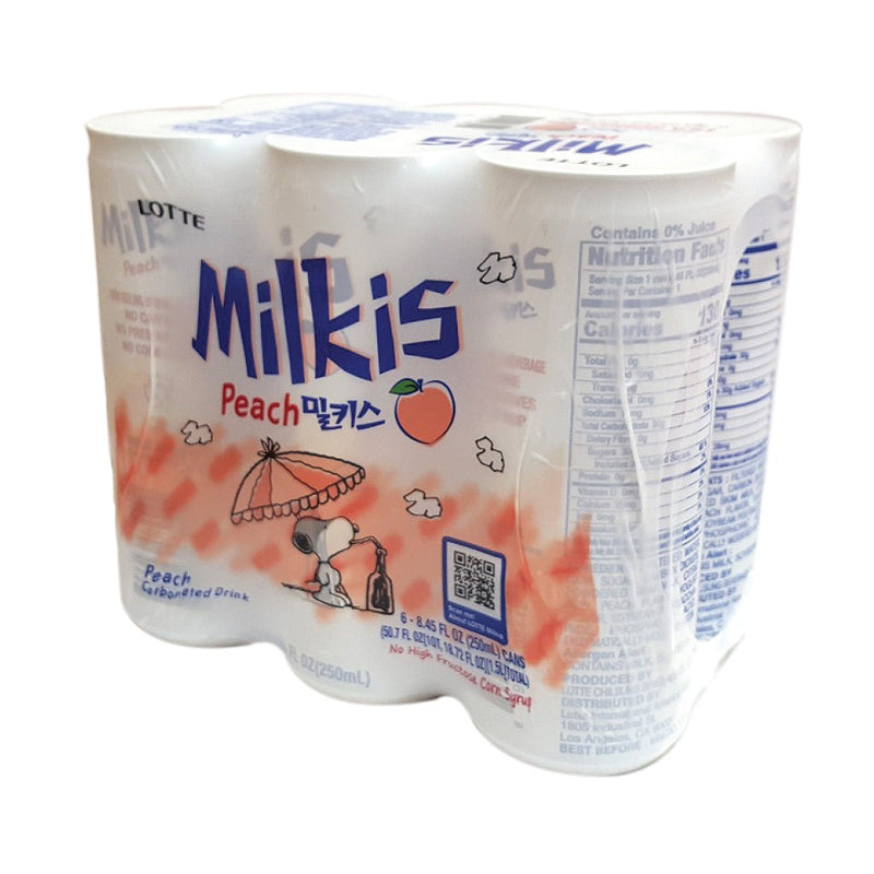 롯데 밀키스 캔 복숭아맛 250ml 6개입 (Lotte Milkis Can - Peach 250ml x 6)