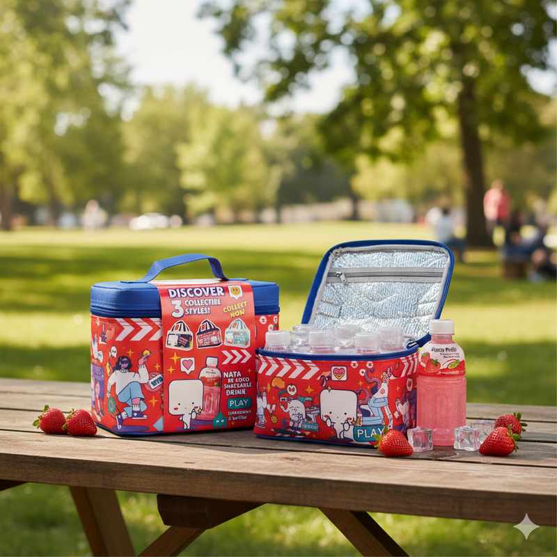 모구 모구 딸기맛 음료수 320mlX6 보냉백 포함 (Mogu Mogu Strawberry Juice Drink with Nata De Coco)