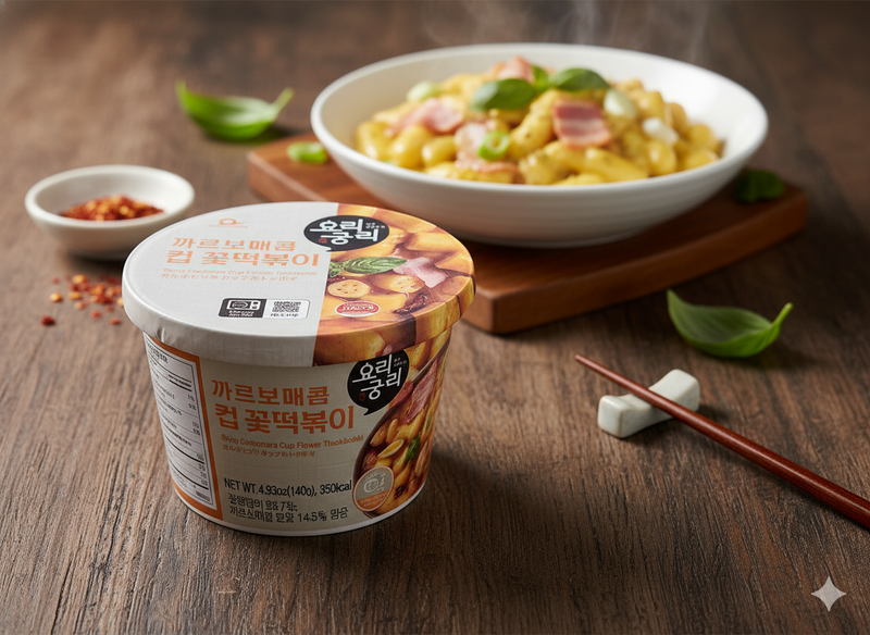 까르보 매콤 컵 꽃 떡볶이 240g (Carbonara Cup Spicy Flower Tteokbokki)