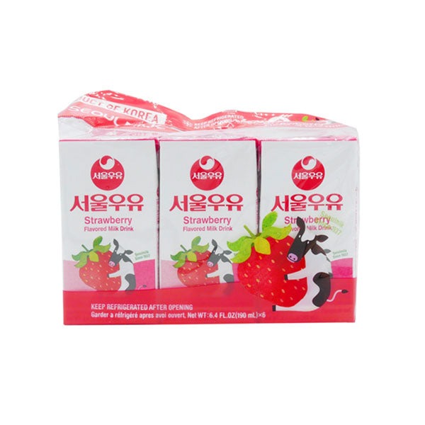 서울 앙팡 딸기 우유 190ml 6개입 (Seoul Strawberry Flavored Milk 190ml x 6)