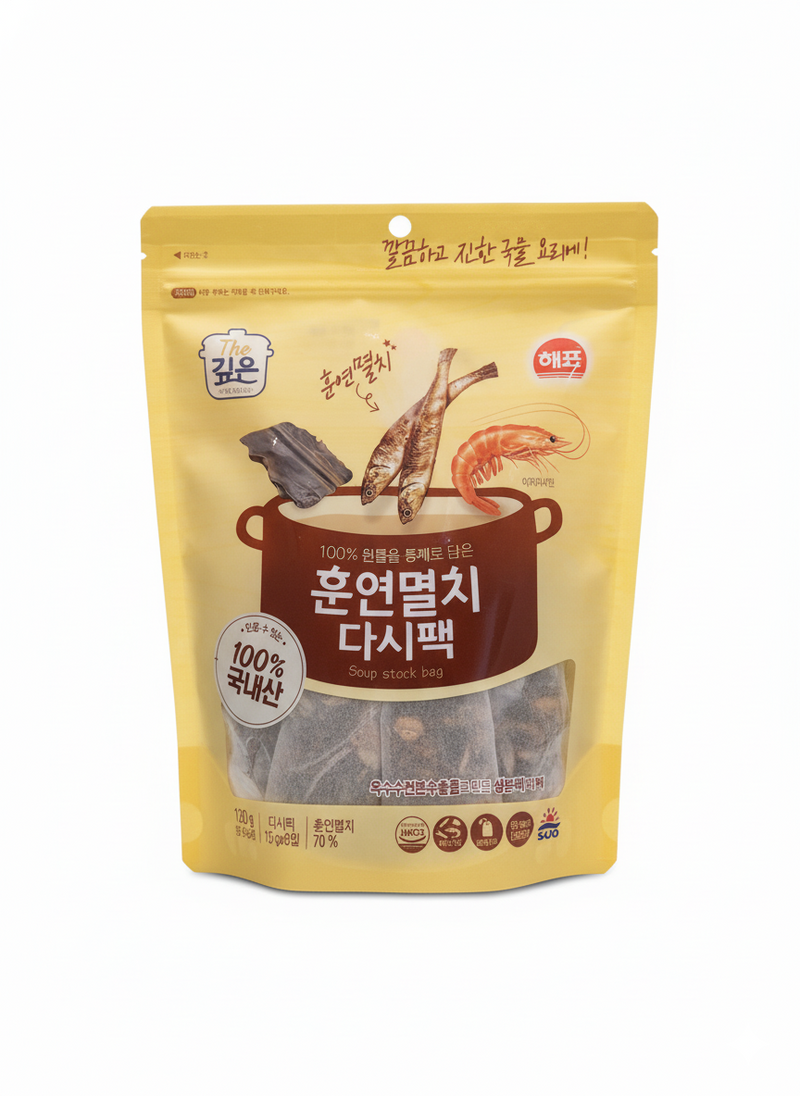 [40% 할인*] 해표) 훈연 멸치 다시팩 120g (8*15g) (Haepyo Soup stock-Anchovi flavor) 120g