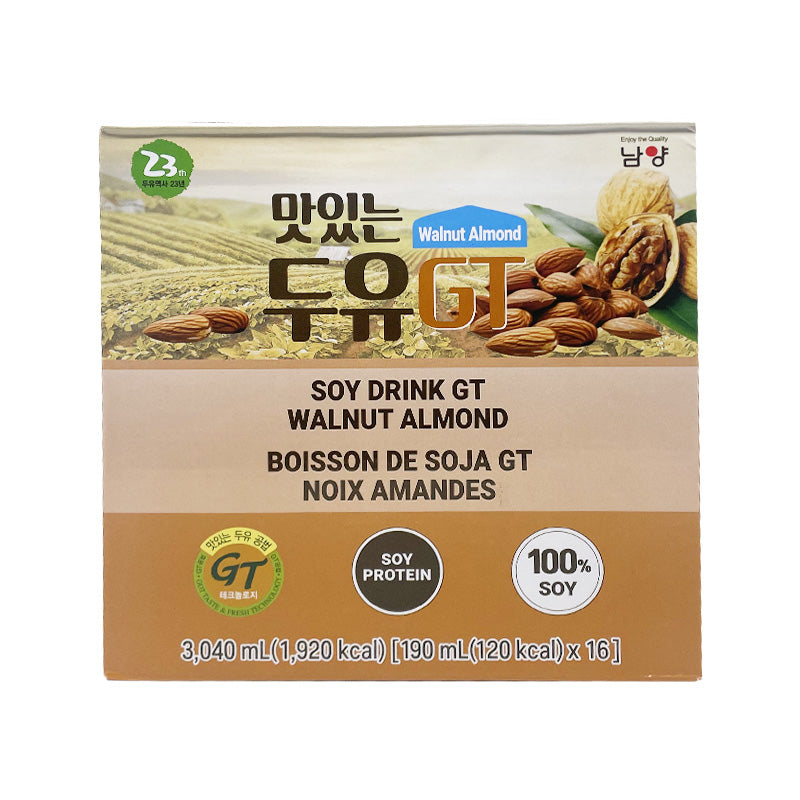 남양 맛있는 두유 GT - 호두+아몬드 190ml 16팩 (NamYang Soybean Milk GT - Walnut+Almond 190ml x 16)