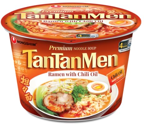 [50% 할인] 농심 탄탄면 큰컵 101g (TanTanMen Ramen With Chili Oil Premium Pork Bone Broth Noodle Soup Big Bowl 101g))