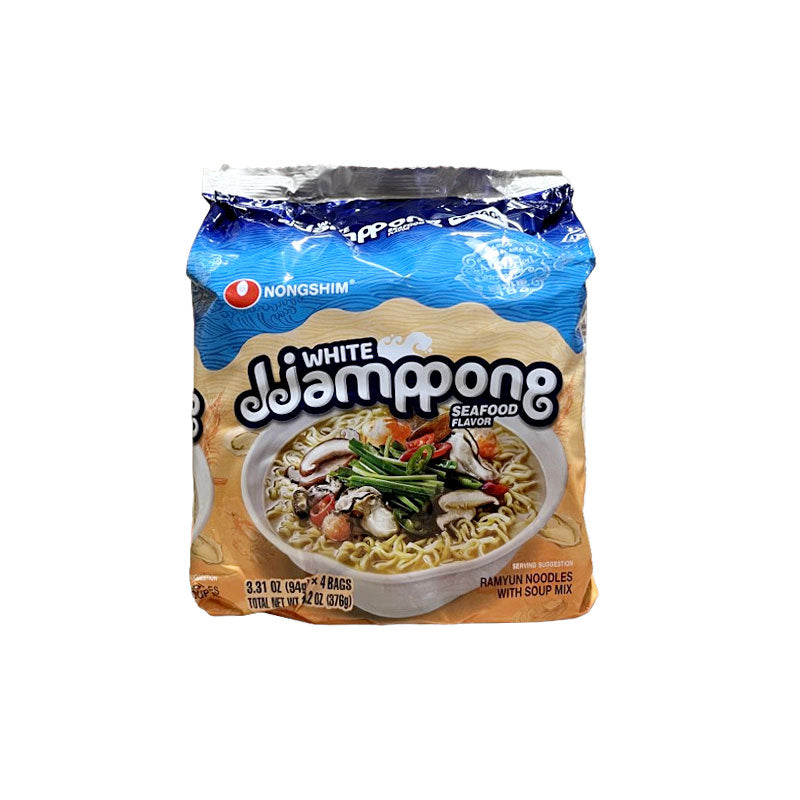 농심 백짬뽕 4/98g (Nongshim White Jjampong Noodle - Seafood Flavor)