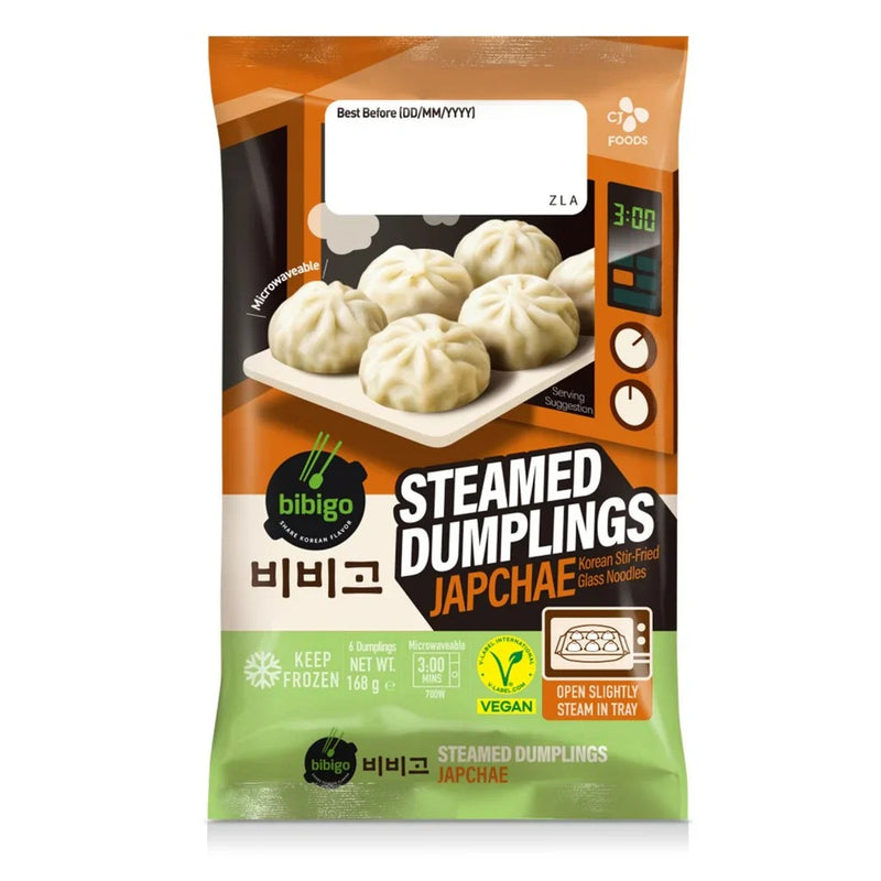 비비고 잡채맛 찐만두- 비건 168g (Bibigo Steamed Dumplings Japchae-Vegan 168g)