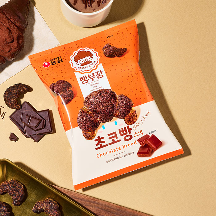 농심 빵부장 스낵 (초코빵) 55g (Nongshim PPANG BUJANG CHOCOLATE ROLL SNACK 55g)