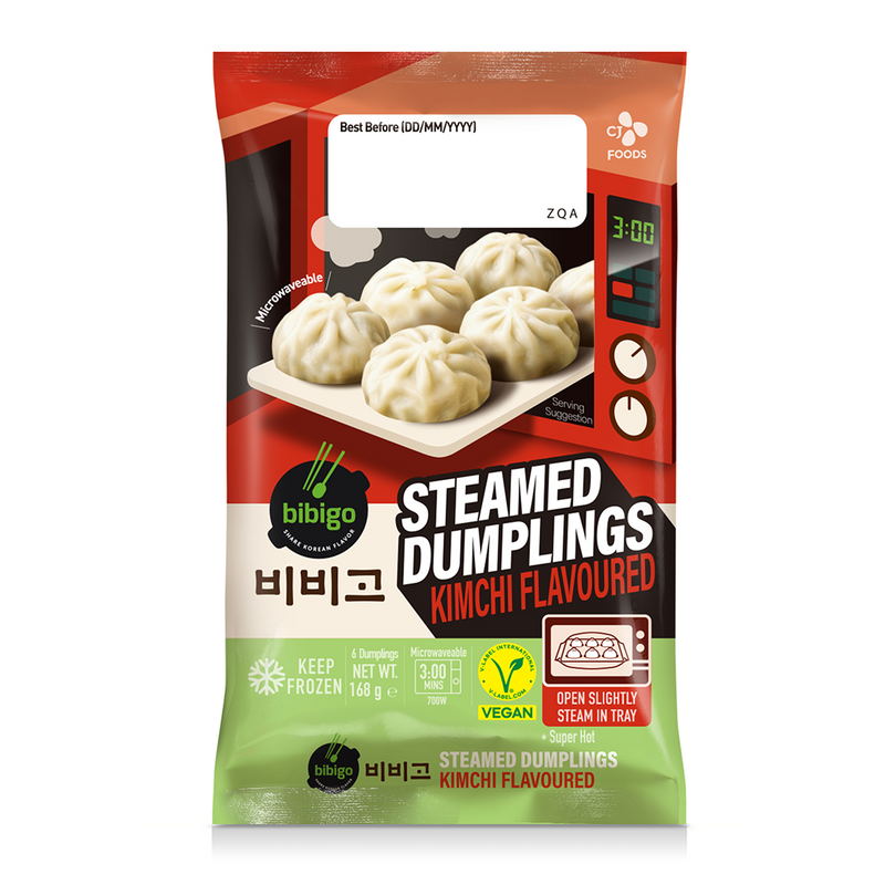 비비고 김치맛 찐만두- 비건 168g (Bibigo Steamed Dumplings Kimchi -Vegan 168g)