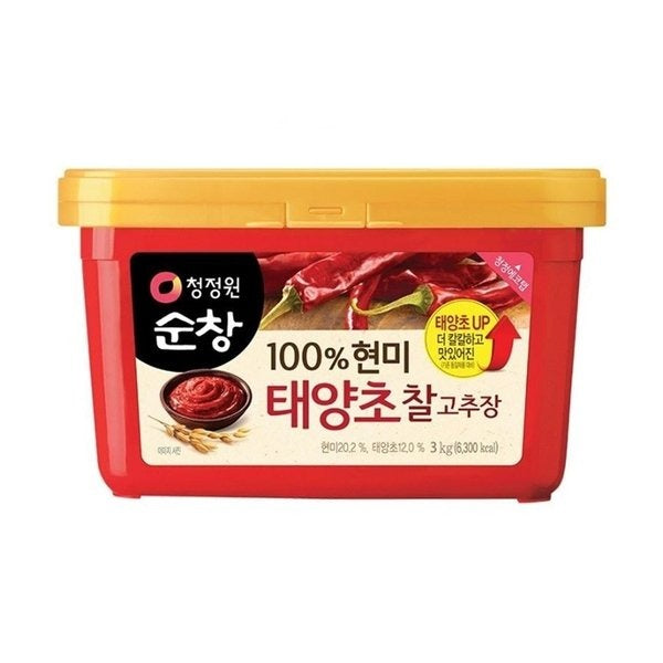 청정원 100% 현미 태양초 찰 고추장 3Kg (SoonChang Red Pepper Paste 3Kg)