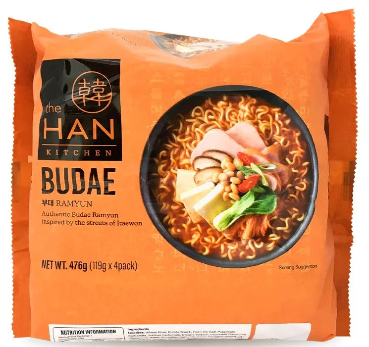 [60% 할인] 더한키친 부대 라면 119g 4봉입 (The Han Kitchen Budae Ramen 119g x 4) / - BEST BY : Oct.18.2024